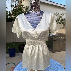 Elegant Cream Satin Blouse